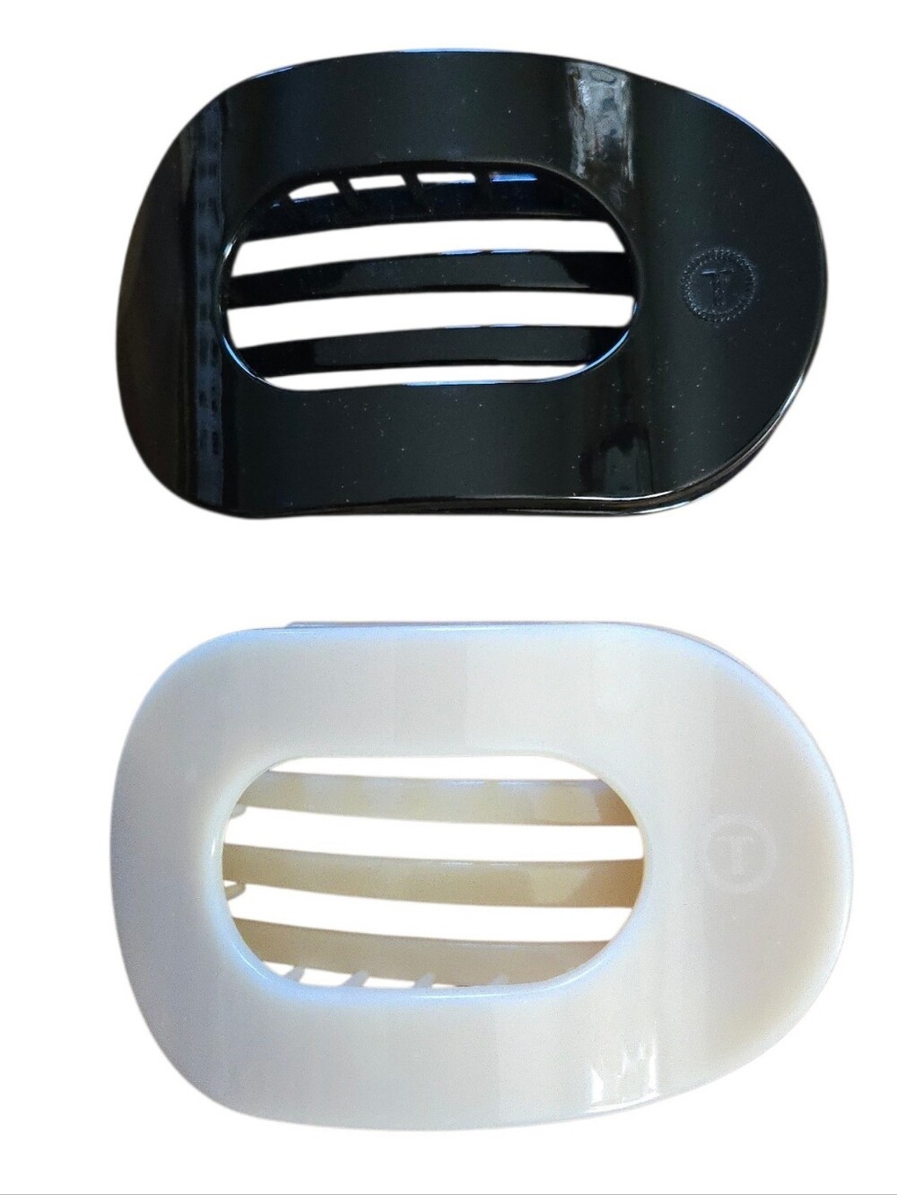 Teleties Black & Almond Beige Round Flat Clip Bundle